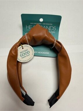 Headbands of Hope Brooklyn Camel Tan Faux Leather Knot Headband NWT